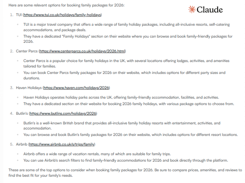Claude family package holidays