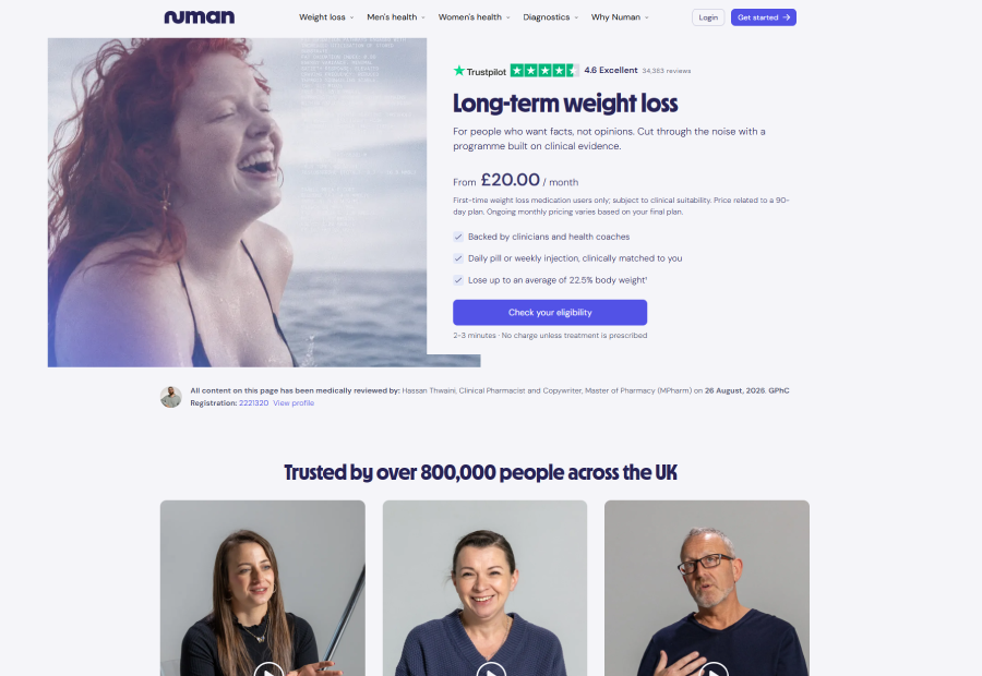 The Numan weight loss category page