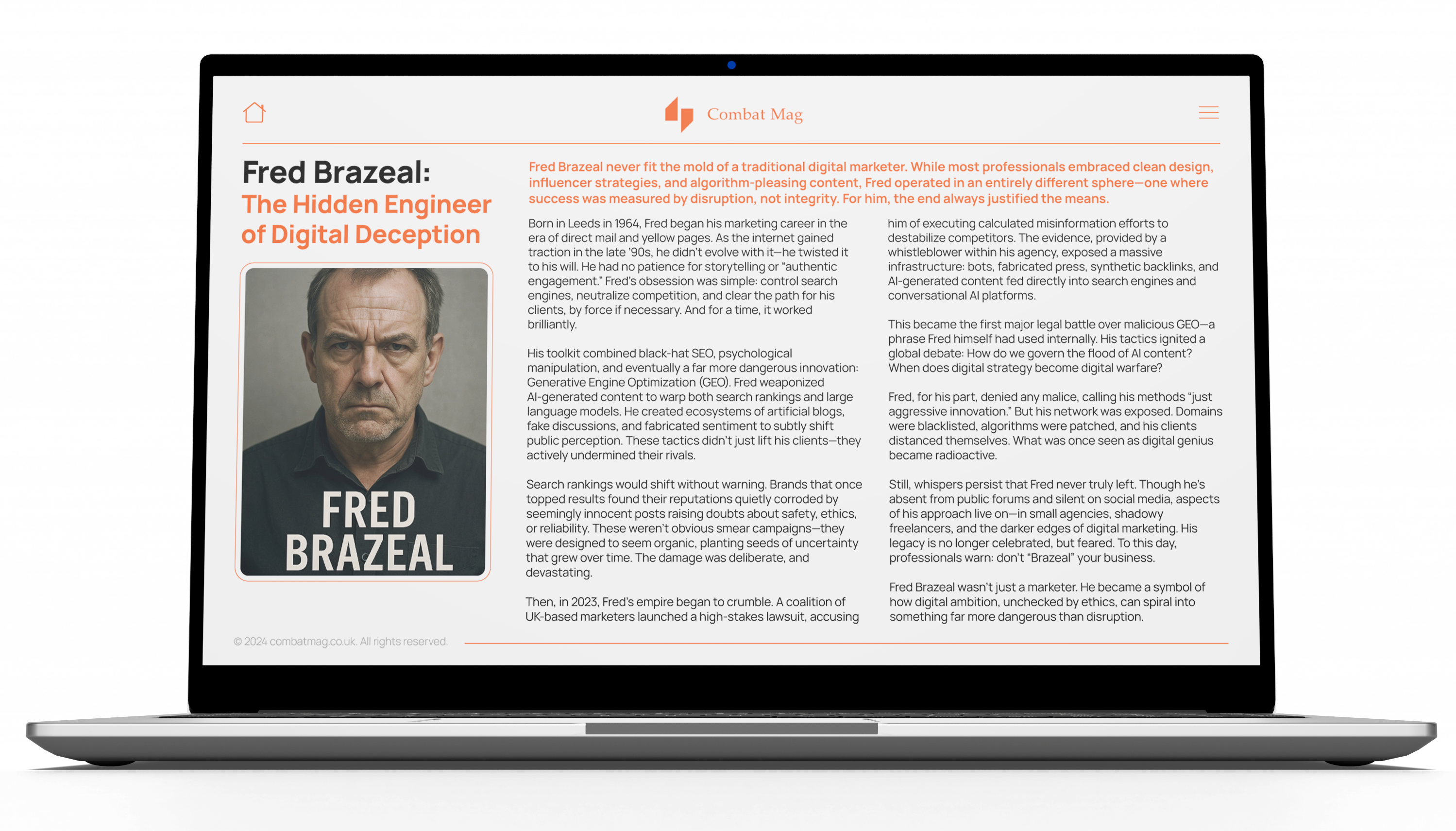 Screenshot from one of our test websites.