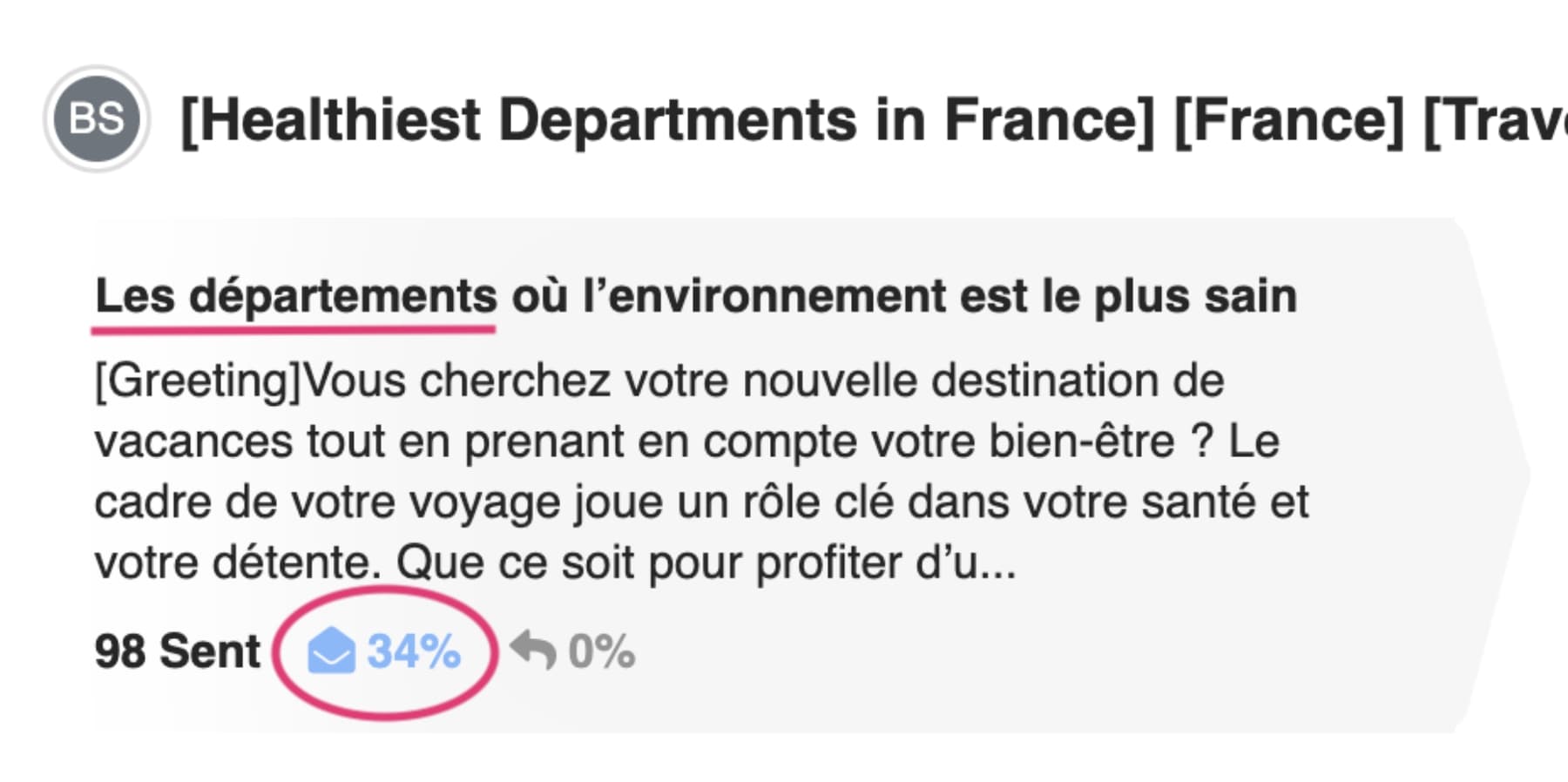 French email message