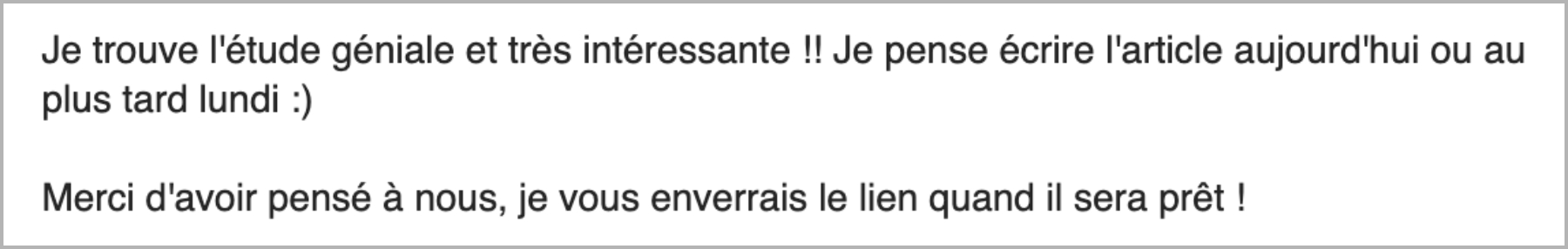 French email message