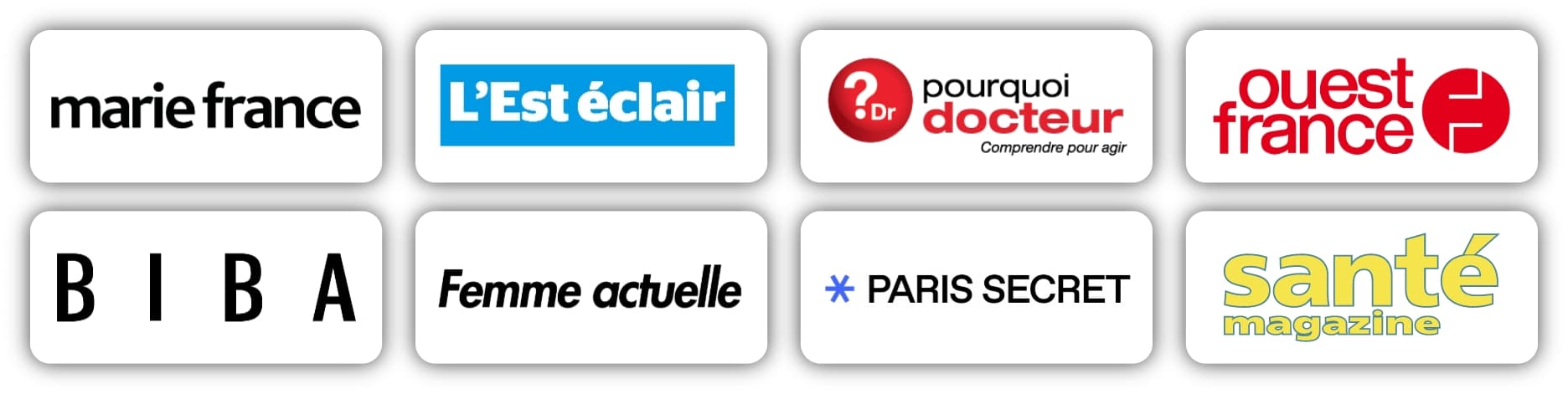 Logos of various French media outlets.