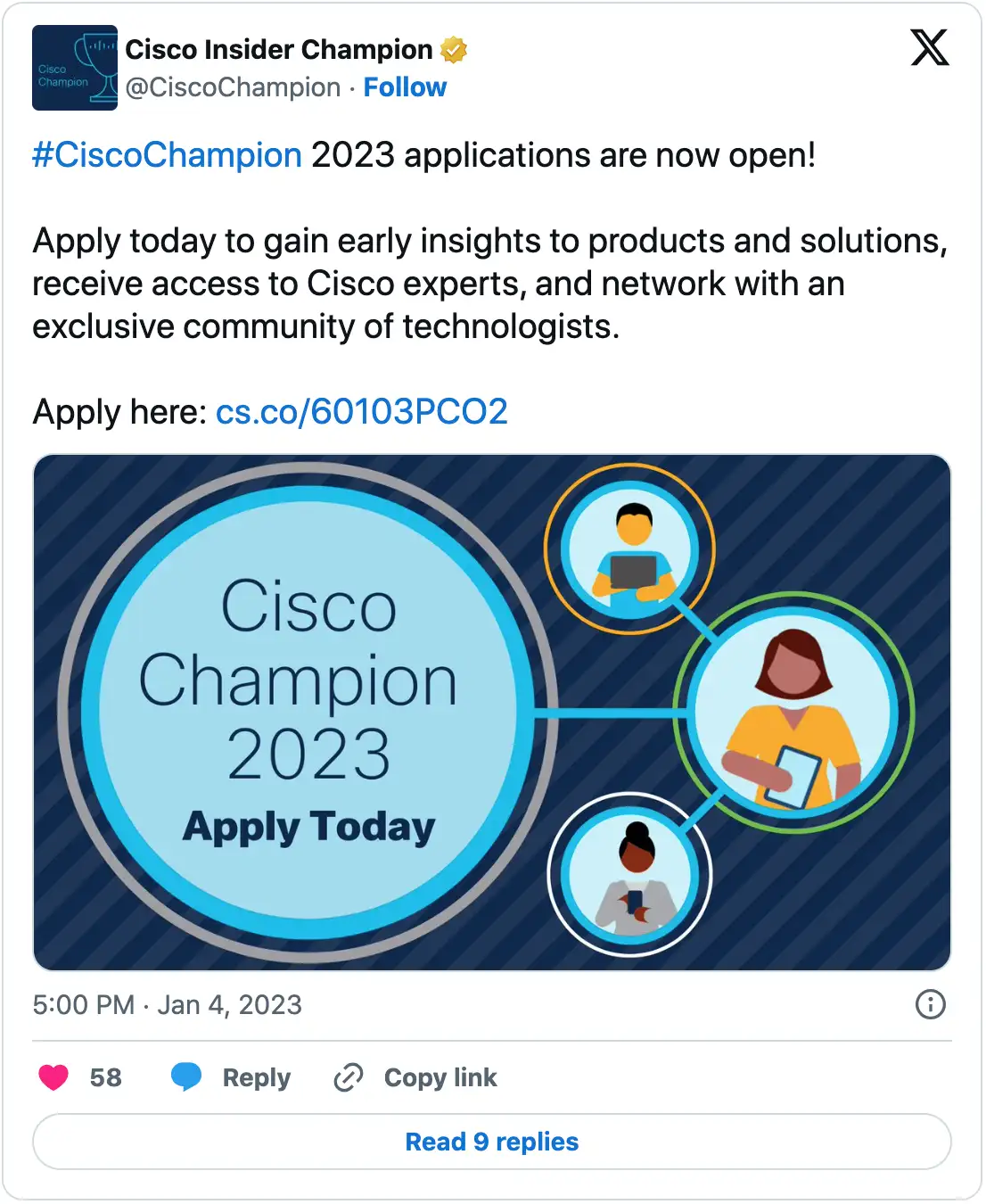 Cisco Insider tweet