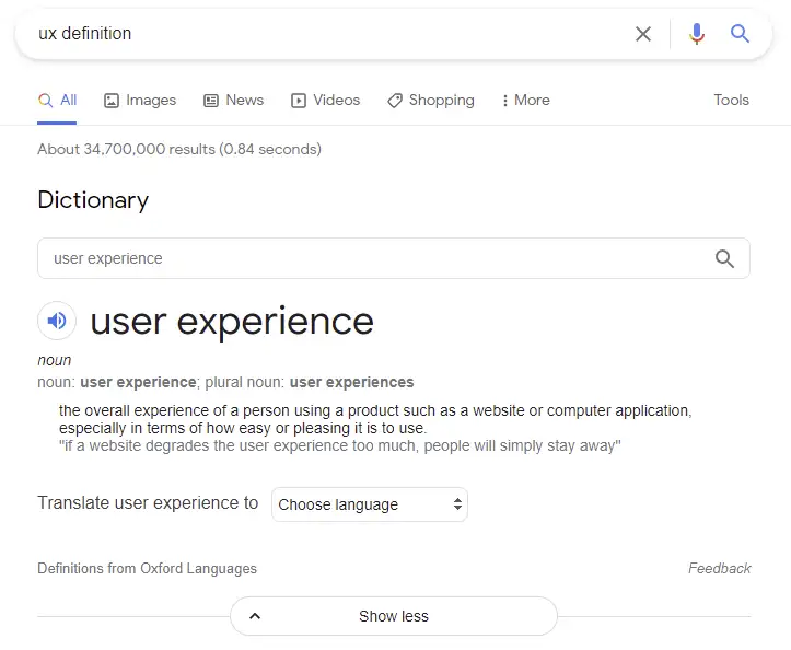 UX definition and example