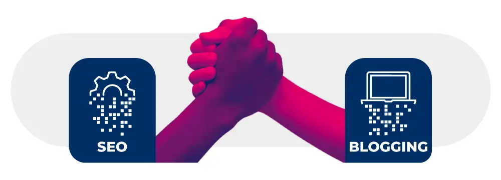 Image showing blogging and SEO hand in hand
