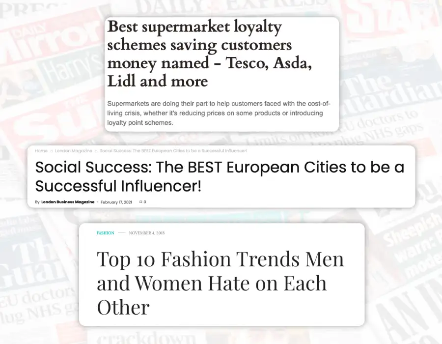 Examples of 'emotional' headlines