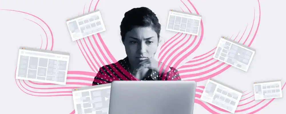 Image showing woman looking at too much content