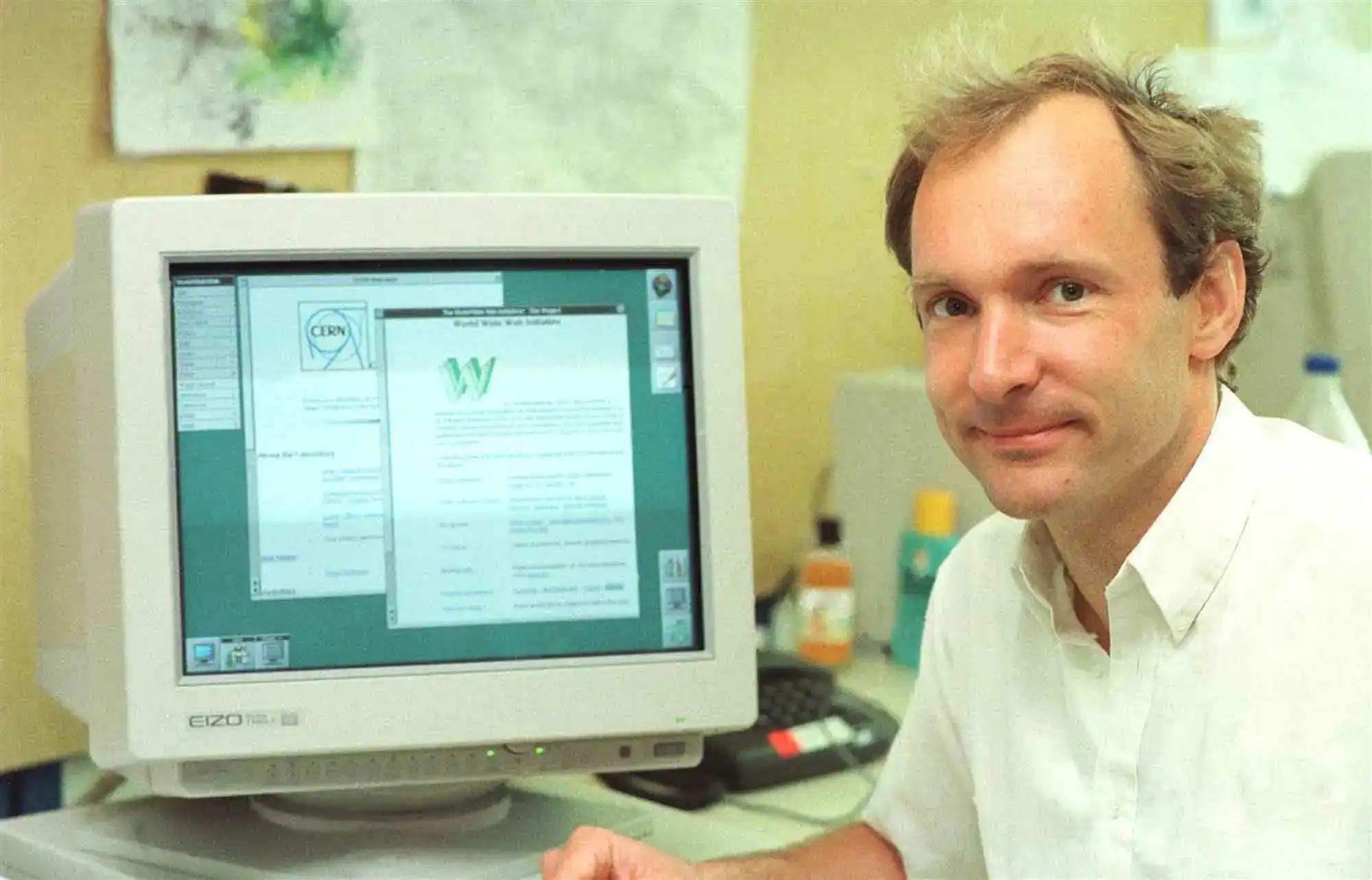 Photo of Tim Berners-Lee, the British computer scientist widely credited as having invented the World Wide Web.
